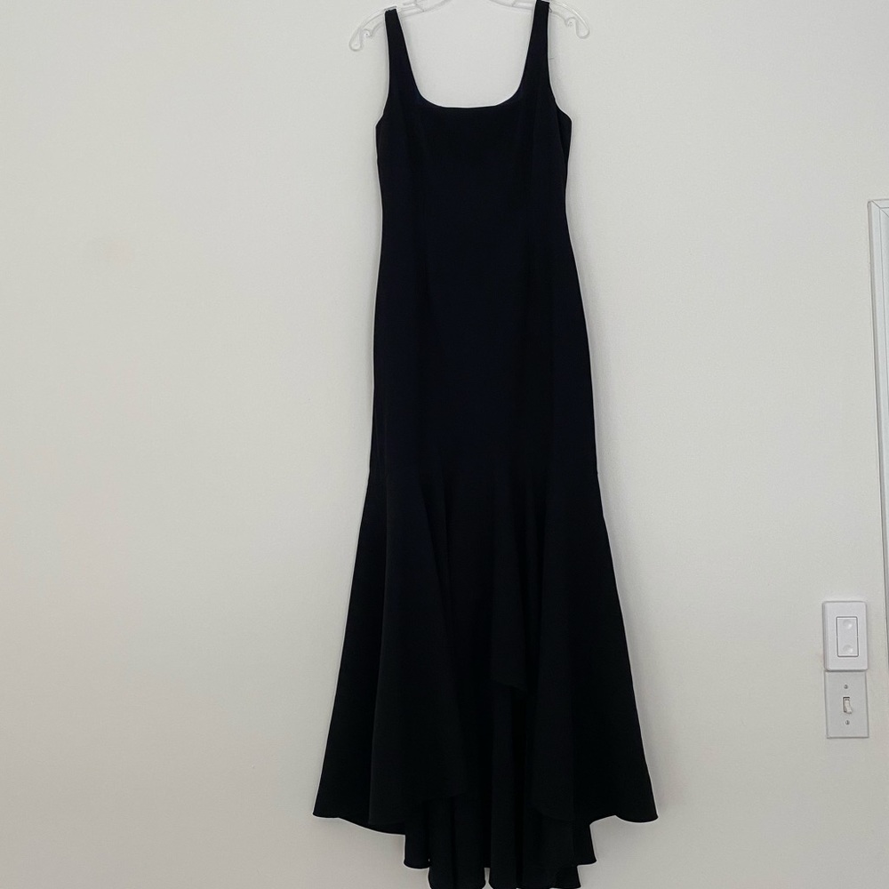 Crepe Maxi Dress with Flutter Hem